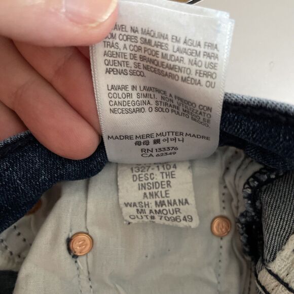 MOTHER Jeans Womens Size 24 Insider Ankle Fray Manana Mi Amor Dark Wash Denim - Picture 7 of 10